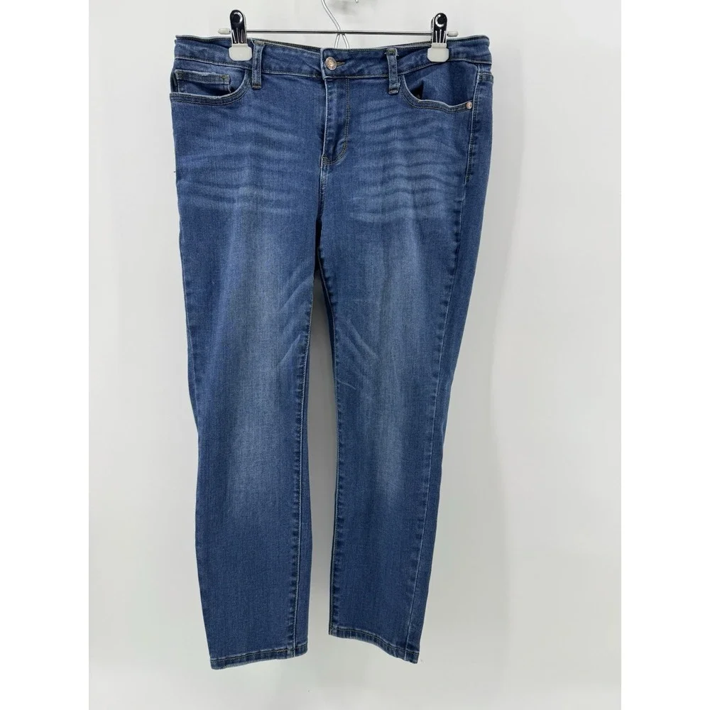 Judy Blue Angie Comfy Chic Mid Rise Relaxed Skinny‎ Cropped Jeans Size 32